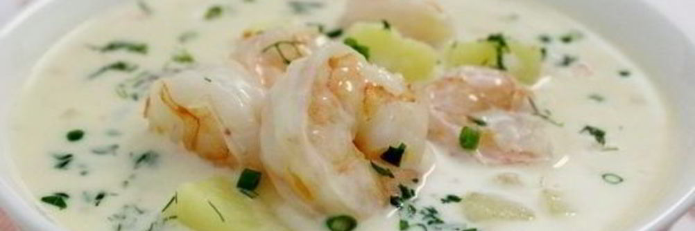 Сливочный суп с креветками