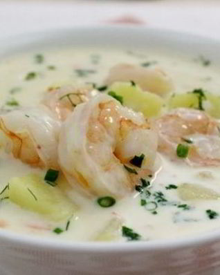 Сливочный суп с креветками