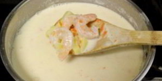 сливочный суп с креветками