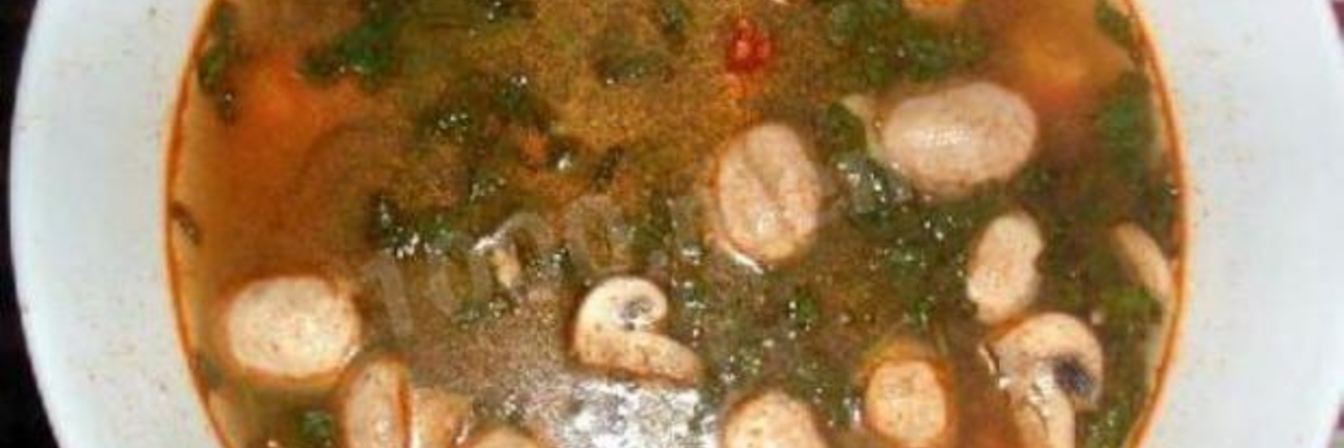 Суп из морепродуктов и шампиньонов