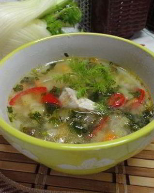 Суп из перловки с каперсами