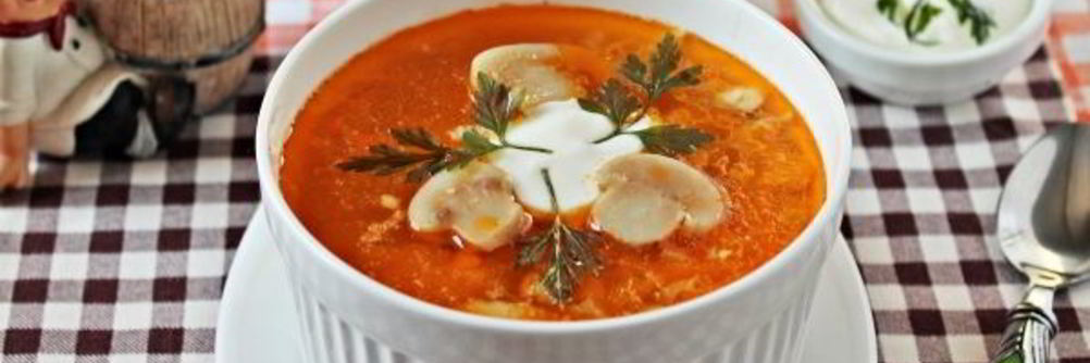 Суп куриный с шампиньонами