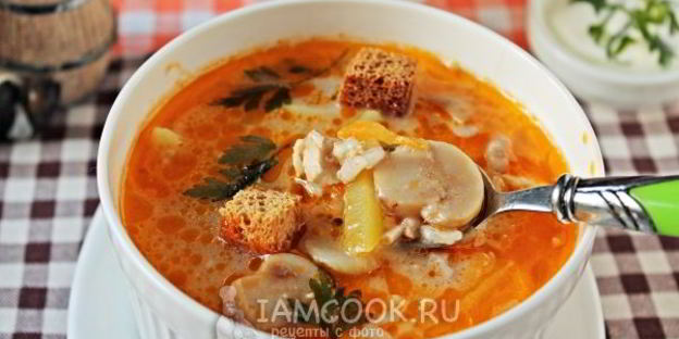 суп куриный с шампиньонами