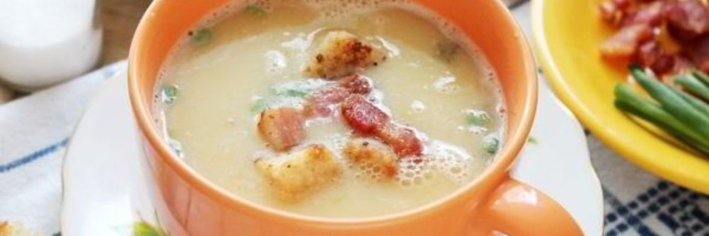 Гороховый суп-пюре с варено-копченой грудинкой