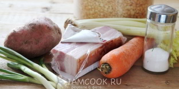 гороховый суп-пюре с варено-копченой грудинкой