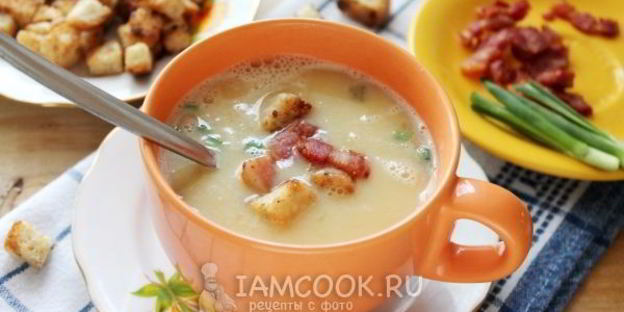 гороховый суп-пюре с варено-копченой грудинкой