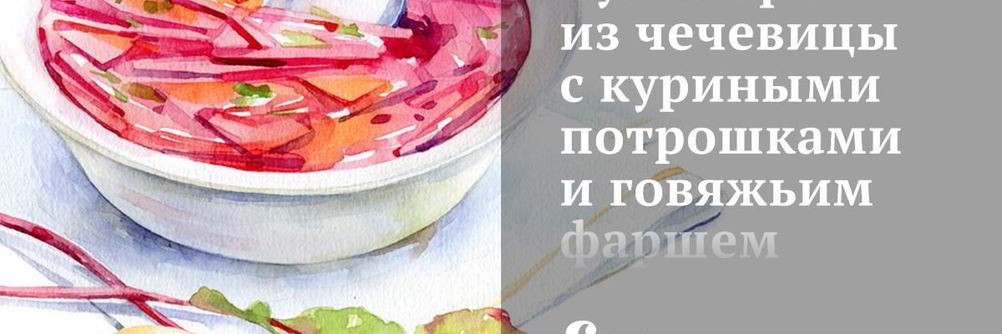 Суп-пюре из чечевицы с куриными потрошками и говяжьим фаршем