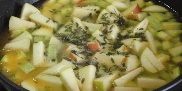 суп-пюре из кабачка и жареной перловки