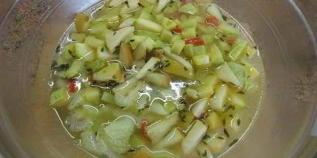 суп-пюре из кабачка и жареной перловки