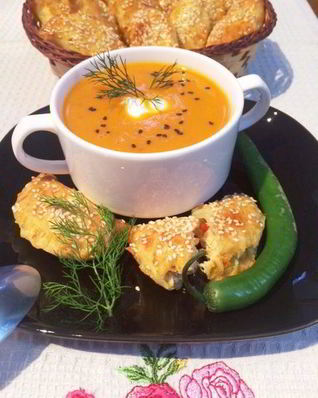 Суп-пюре из печеных перцев