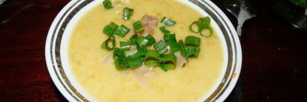 Суп-пюре картофельный с копченным кальмаром