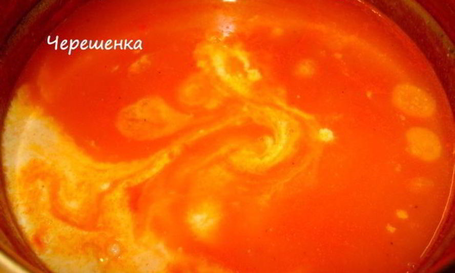 Рецепт томатного супа-пюре с макарошками