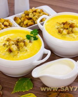 Тыквенный суп-пюре с ароматными сухариками