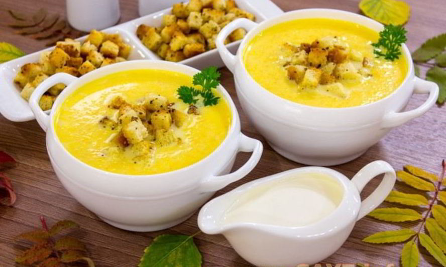 Рецепт тыквенного супа-пюре с ароматными сухариками