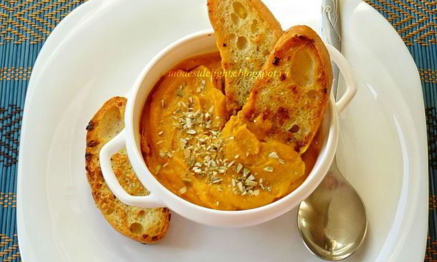 Рецепт тыквенного супа-пюре с чесночными гренками