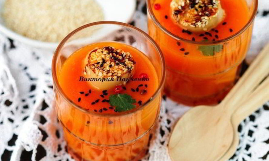 Рецепт тыквенного супа-пюре с морскими гребешками