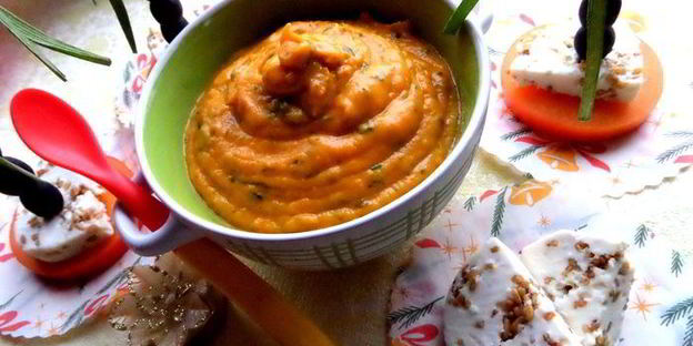 тыквенный суп-пюре со шпинатом