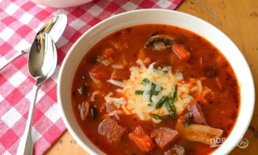 Рецепт супа в стиле пиццы