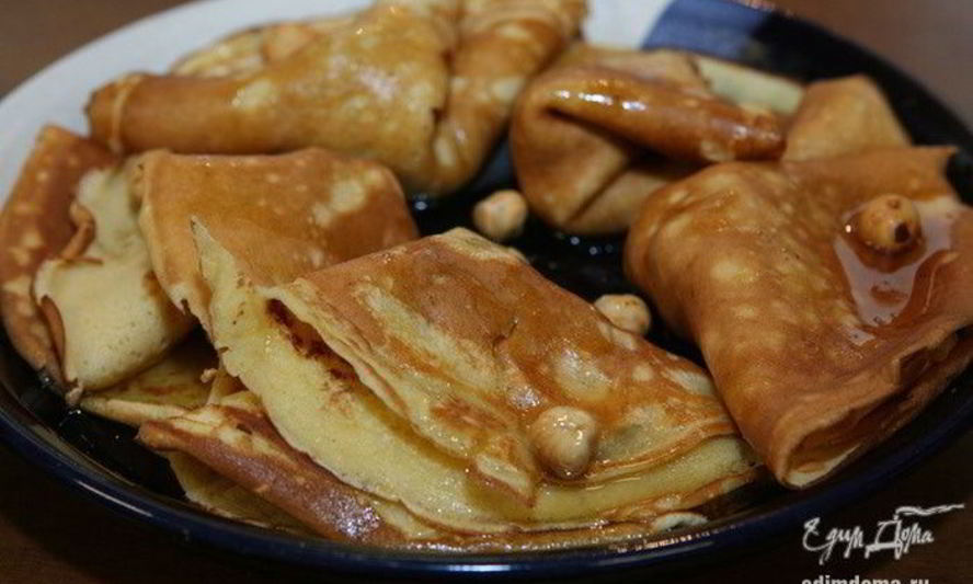 Рецепт бисквитных блинов с медово-ореховой начинкой