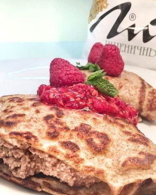 Блинчики из отрубей с шоколадным творогом