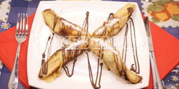 блинчики с бананом и шоколадом