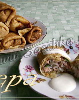 Блинчики с колбасным фаршем