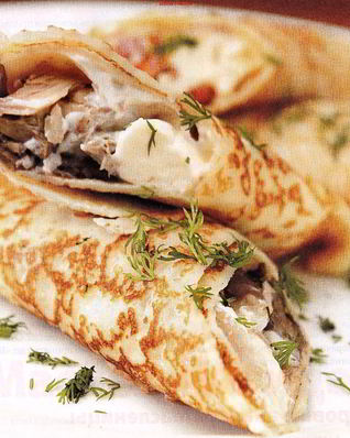 Блинчики с курицей и сыром