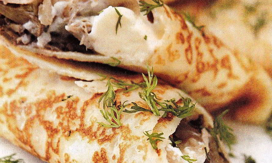 Рецепт блинчиков с курицей и сыром