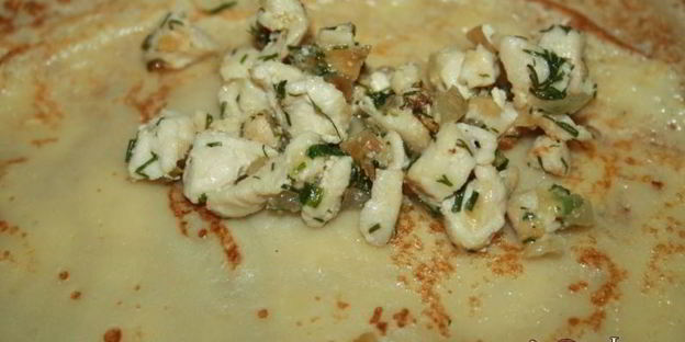 блинчики с рубленой курицей