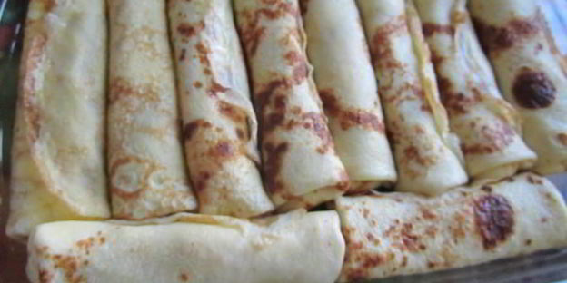 блинчики с творогом, запеченные в сливках