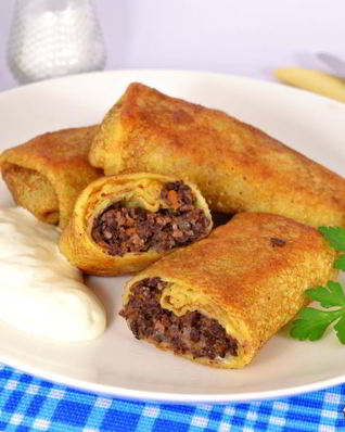 Блинчики со свиным сердцем и легкими