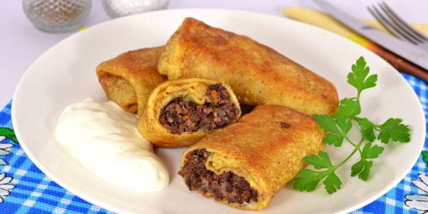 блинчики со свиным сердцем и легкими