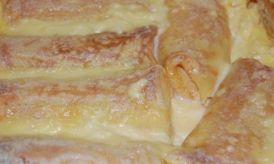 Рецепт блинчиков в ванильном соусе