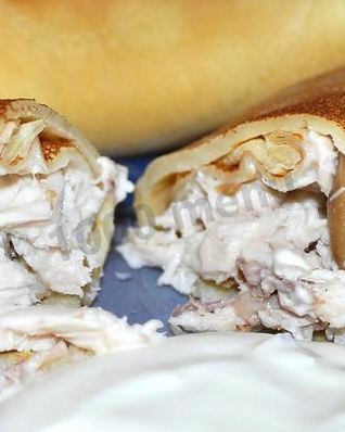 Блины с грибами и курицей