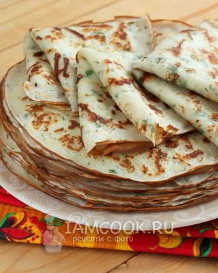 Блины с припеком из сыра и зелени