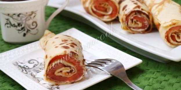 блины с семгой и плавленным сыром