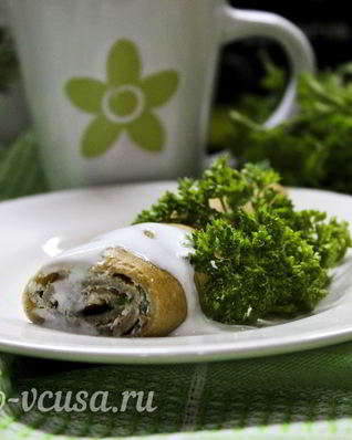 Блины с творогом и зеленью