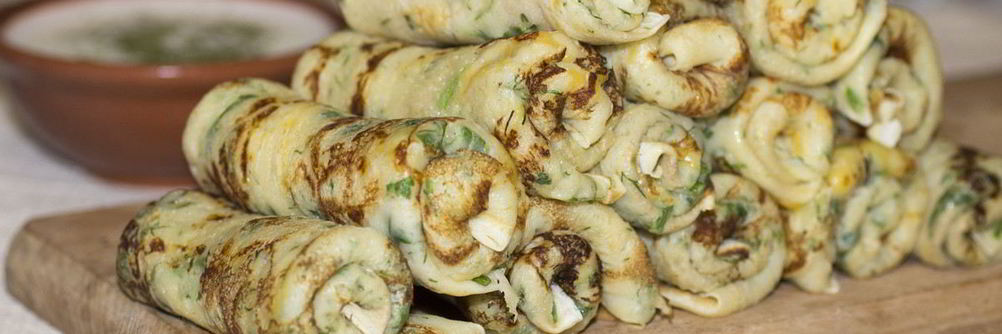 Голландские блинчики с сыром и зеленью