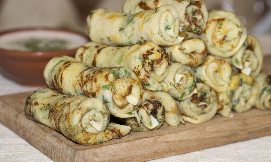 Рецепт голландских блинчиков с сыром и зеленью
