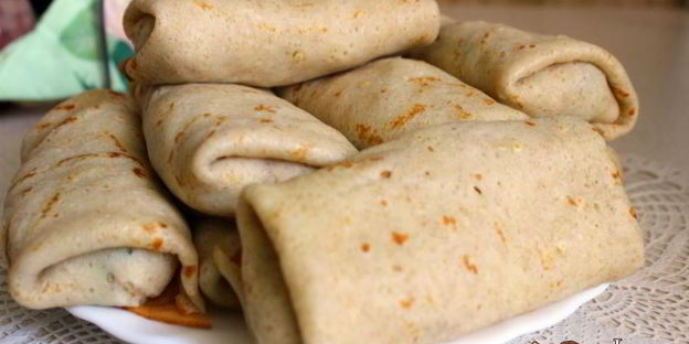 пшенично-ржаные блины с картофельной начинкой