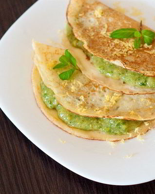 Пшеничные блинчики с фейхоа и мятой