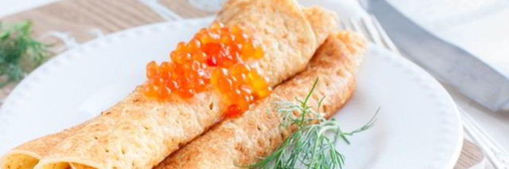 Пышные блины с икрой