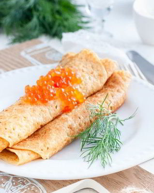 Пышные блины с икрой