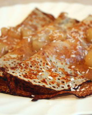 Рисовые блинчики с грушевым соусом