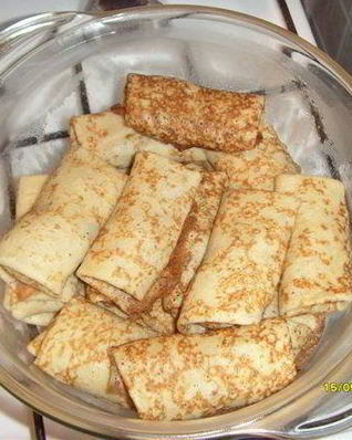 Тонкие блинчики на кефире с начинкой