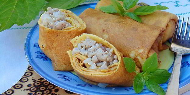 тыквенные блины с мясом