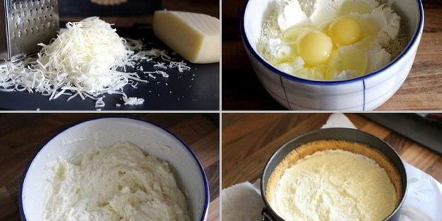 чизкейк с сыром джюгас и помидорным салатом