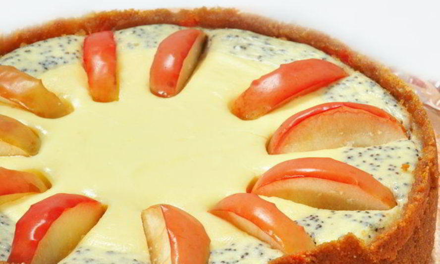 Рецепт чизкейка с яблоками и маком