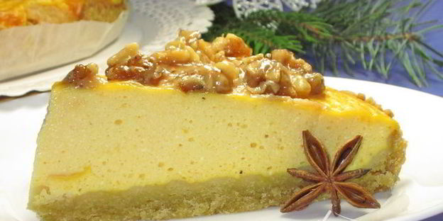 тыквенный чизкейк с грецкими орехами и корицей