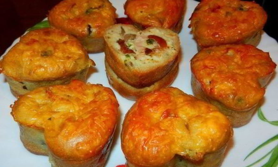 Рецепт блинных кексов с курицей и опятами